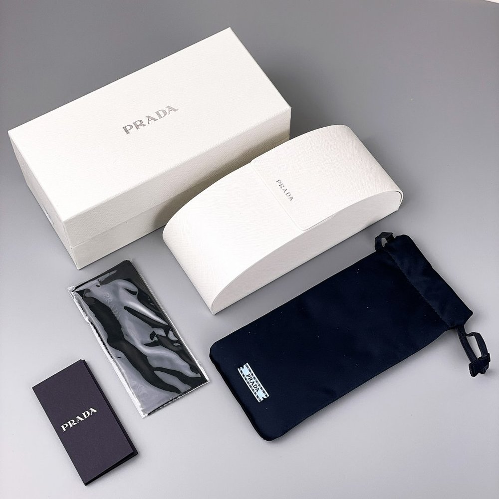 Prada PR A07S 1425S0 Sunglasses Talc White Dark Grey Rectangle Unisex - Picture 10 of 10